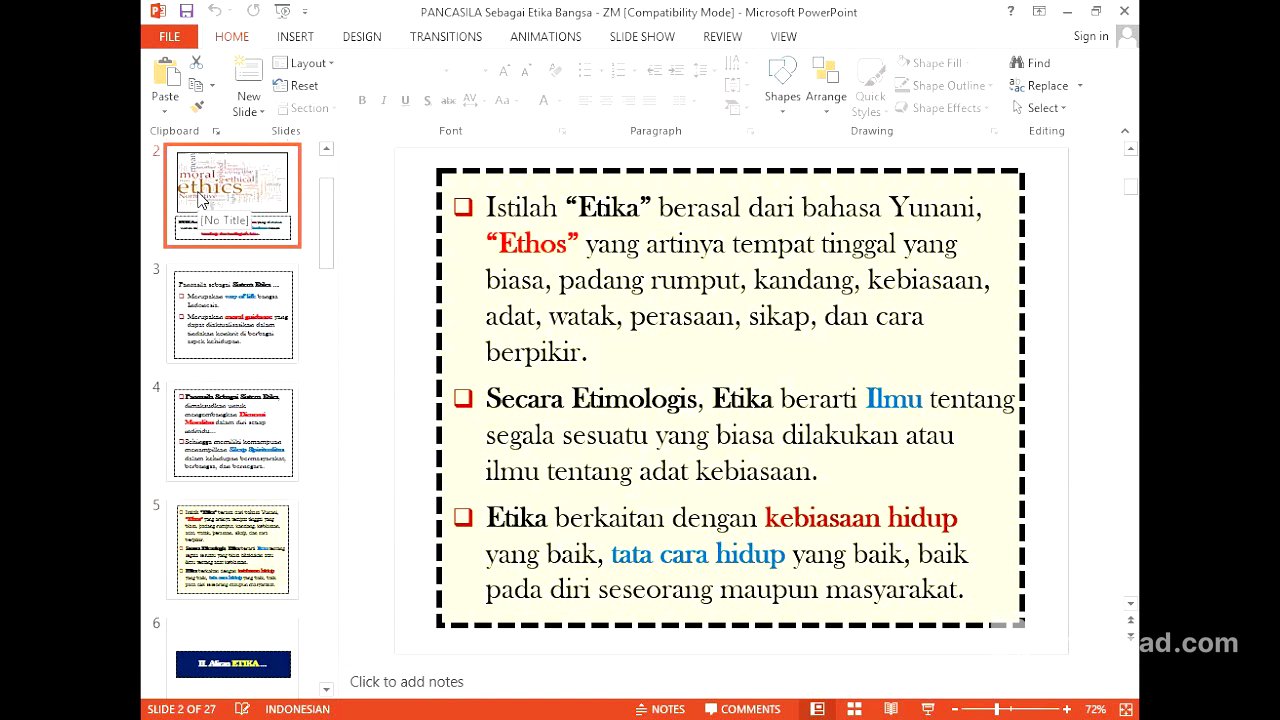 PANCASILA Sebagai Etika Bangsa   ZM