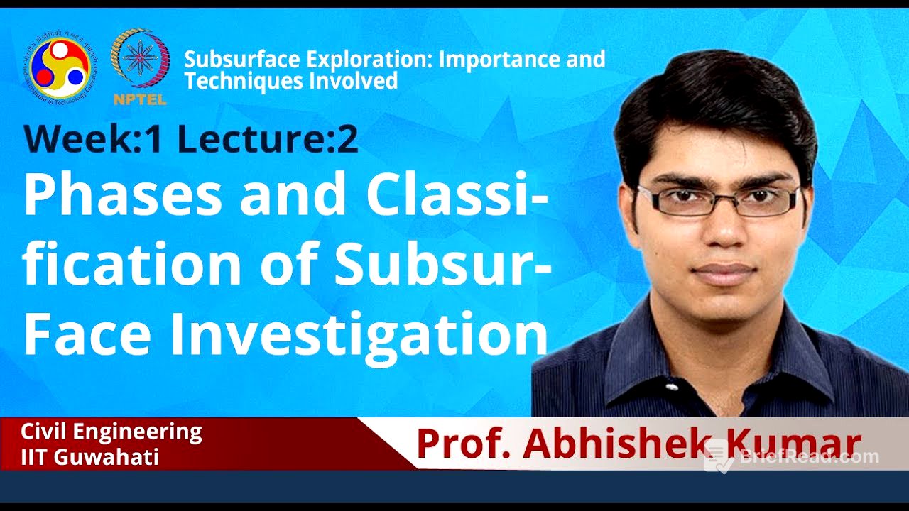Lecture 2: Phases and classification of subsurface Investigation