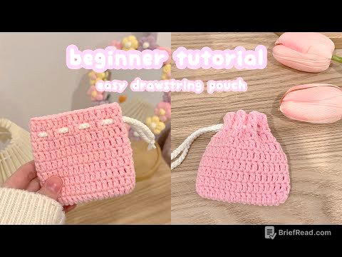 crochet drawstring pouch absolute beginner tutorial 🖇️ how to crochet a pouch | crochet for beginner