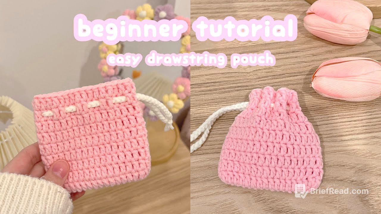 crochet drawstring pouch absolute beginner tutorial 🖇️ how to crochet a pouch | crochet for beginner