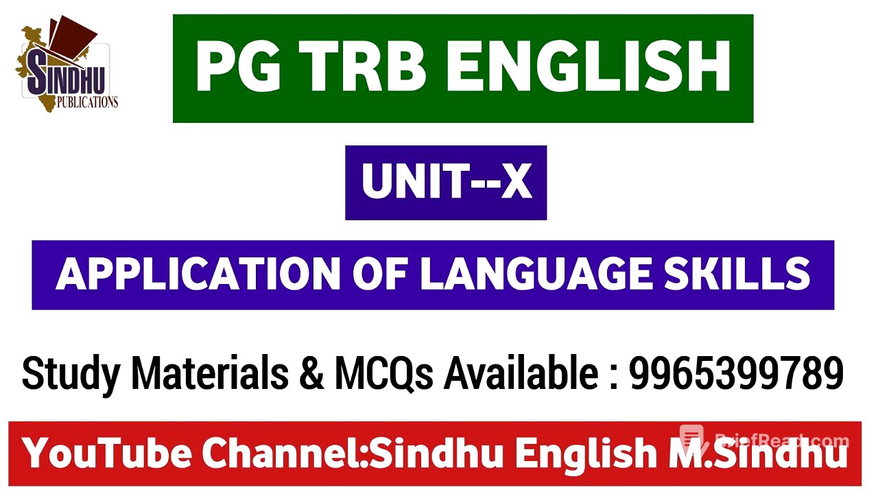 Application of Language Skills MCQs Unit-wise Test 10 / PG TRB English Objective Q&A / English MCQs 