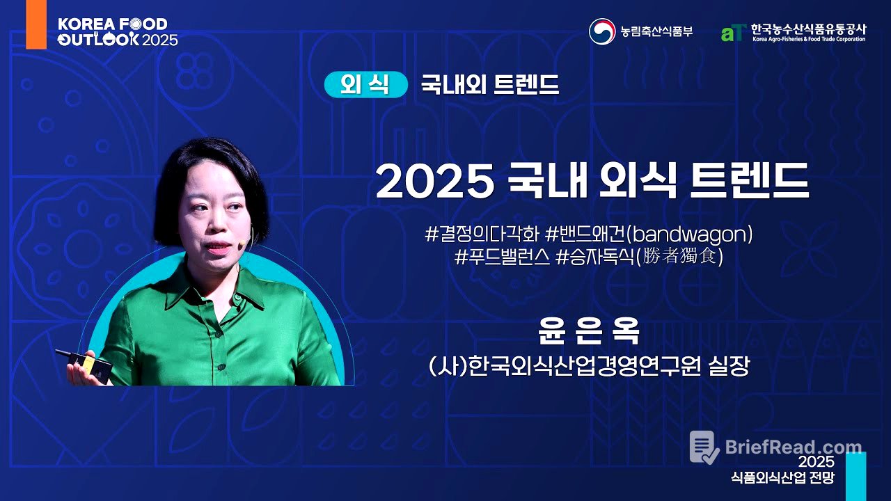 2025 국내 외식 트렌드 - 윤은옥 (사)한국외식산업경영연구원 실장 l 2025 식품외식산업 전망 (2일차-외식)