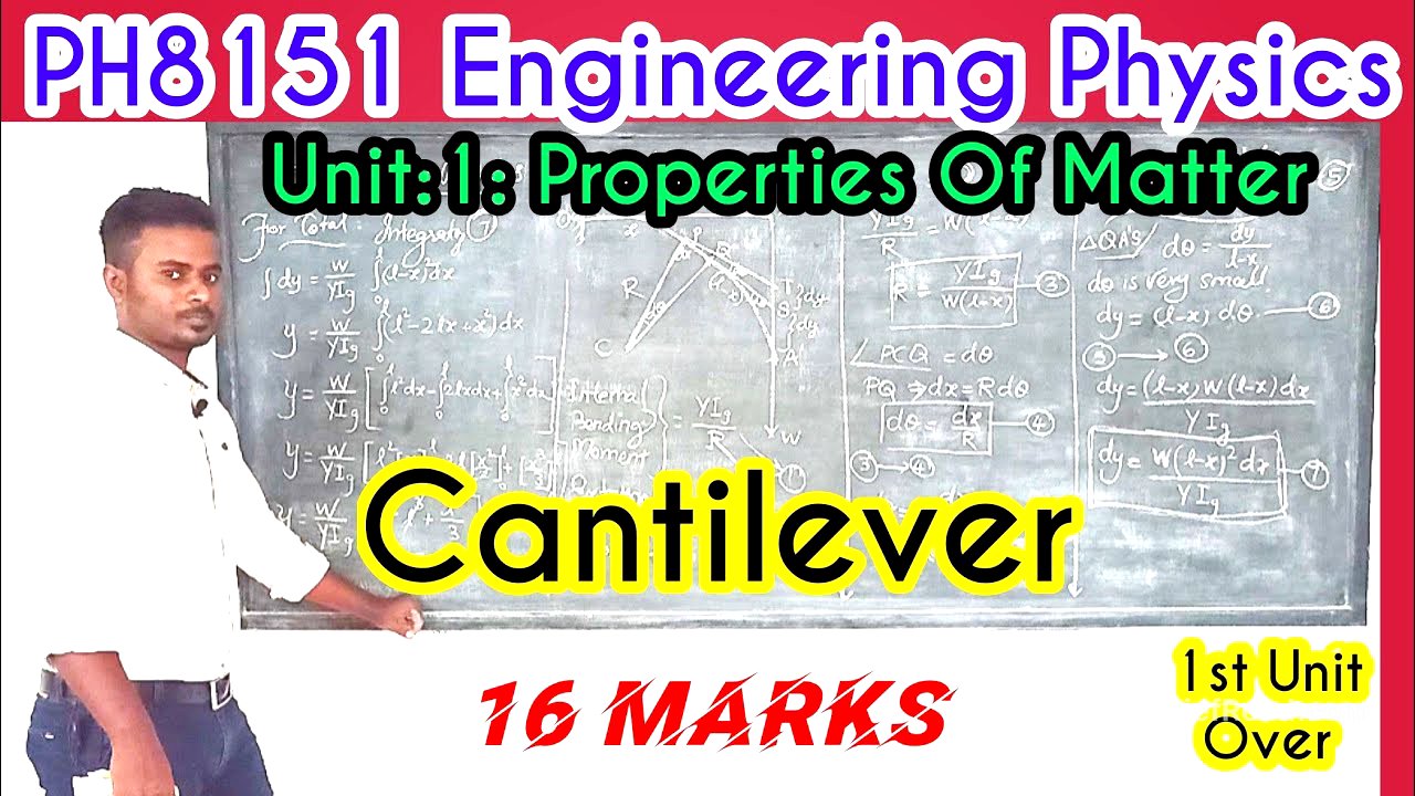 1.4 | Cantilever | 16 marks | PH8151: Engineering Physics : Unit : 1 : Properties of Matter  || VIP