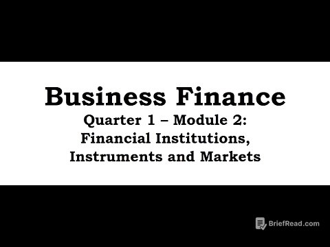 Business Finance Module 2: Financial Institutions, Instruments and Markets |  Overview | Grade 12