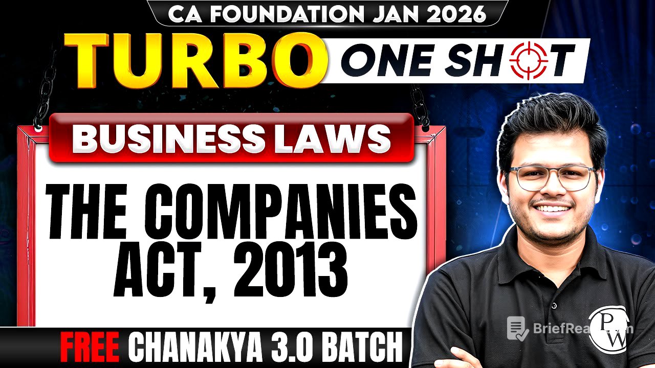 CA Foundation Business Laws: The Companies Act, 2013 | Turbo Series | CA Chaitanya Jain Sir