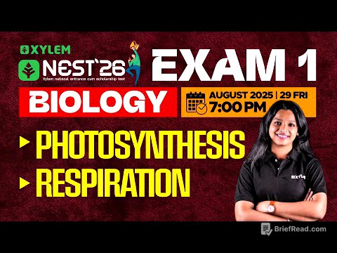 NEST 26 Exam 1: Biology - Photosynthesis | Respiration | Xylem NEST
