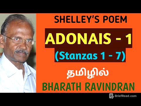 Adonais - 1 by P.B. Shelley (Stanzas 1 to 7) / in Tamil / Bharath Ravindran / Bharath Academy