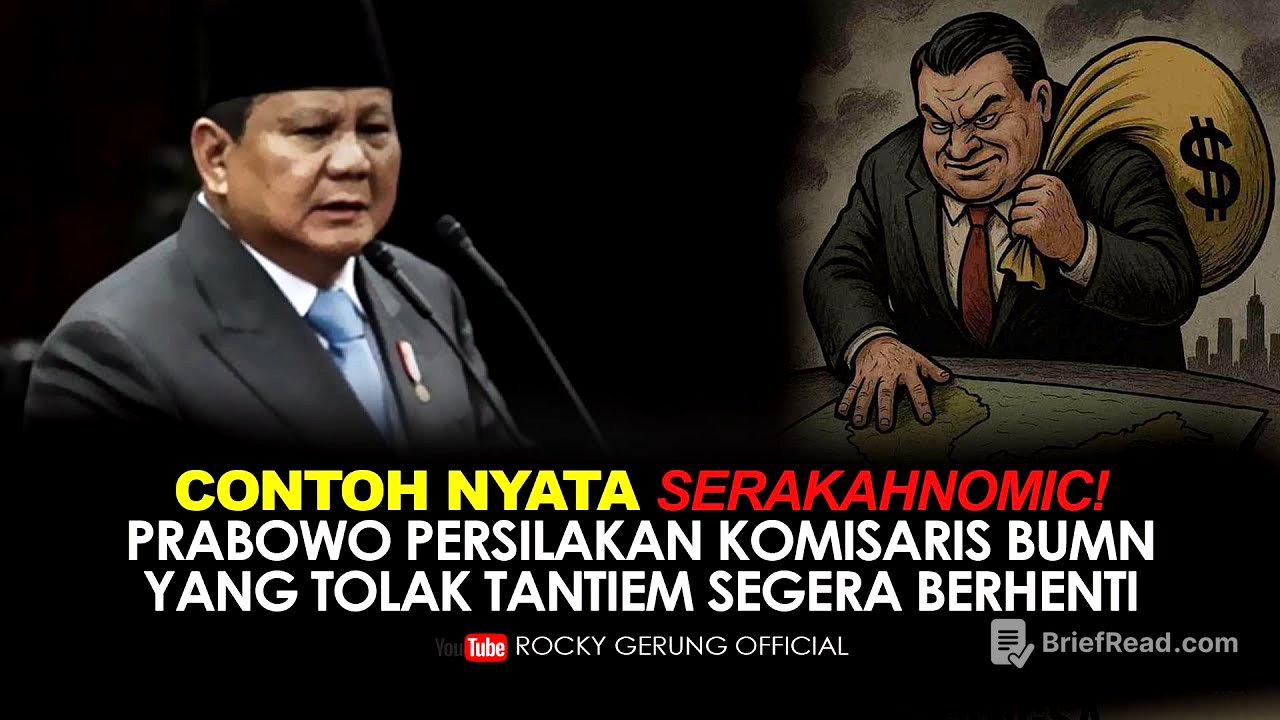 CONTOH NYATA SERAKAHNOMIC! PRABOWO PERSILAKAN KOMISARIS BUMN YANG TOLAK TANTIEM SEGERA BERHENTI