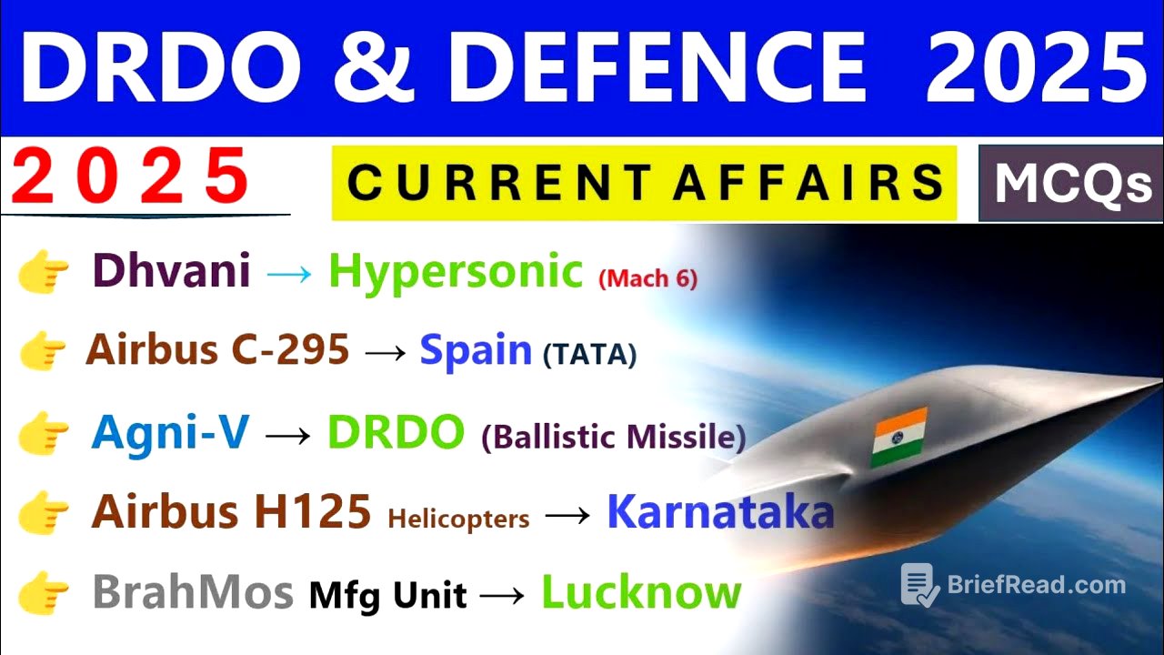 DRDO & DEFENCE CURRENT AFFAIRS 2025 | MISSILE, AIRCRAFT, NAVY, ARMY UPDATES | SSC, RAILWAY, DEFENCE