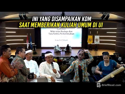 INI YANG DISAMPAIKAN KDM SAAT MEMBERIKAN KULIAH UMUM DI UI