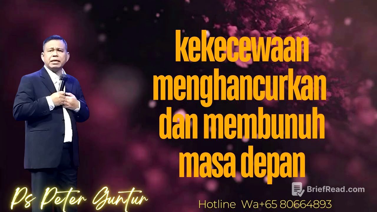 KEKECEWAAN MENGHANCURKAN DAN MEMBUNUH MASA DEPAN -  PETER GUNTUR