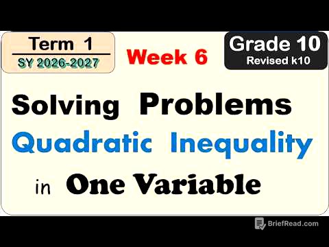 Grade 10 Math | Solve Problems Quadratic Inequality in One Variable First Term (Term 1) Week 6