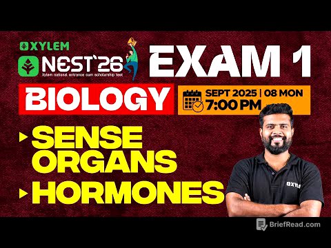 NEST Exam 1: Biology | Sense Organs | Hormones | Xylem NEST