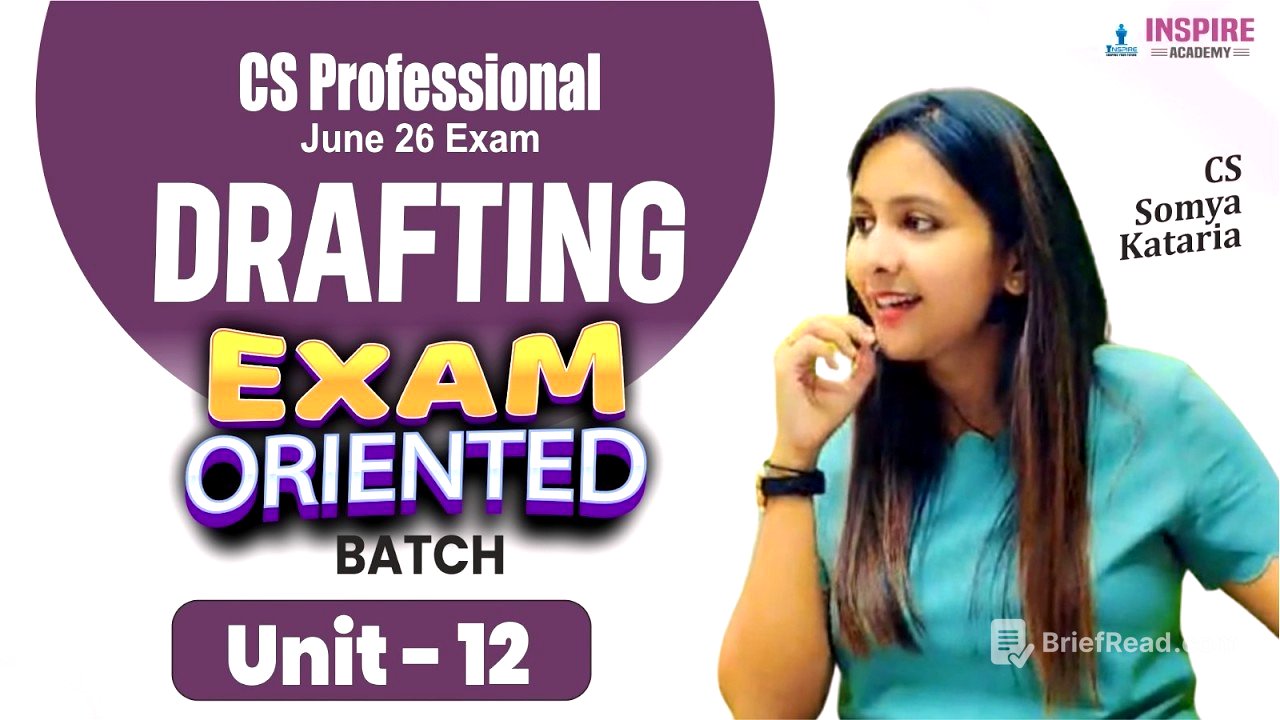 CS Professional Drafting Lec 7 | Exam Oriented Batch | June 2026 | CS Somya Kataria #drafting