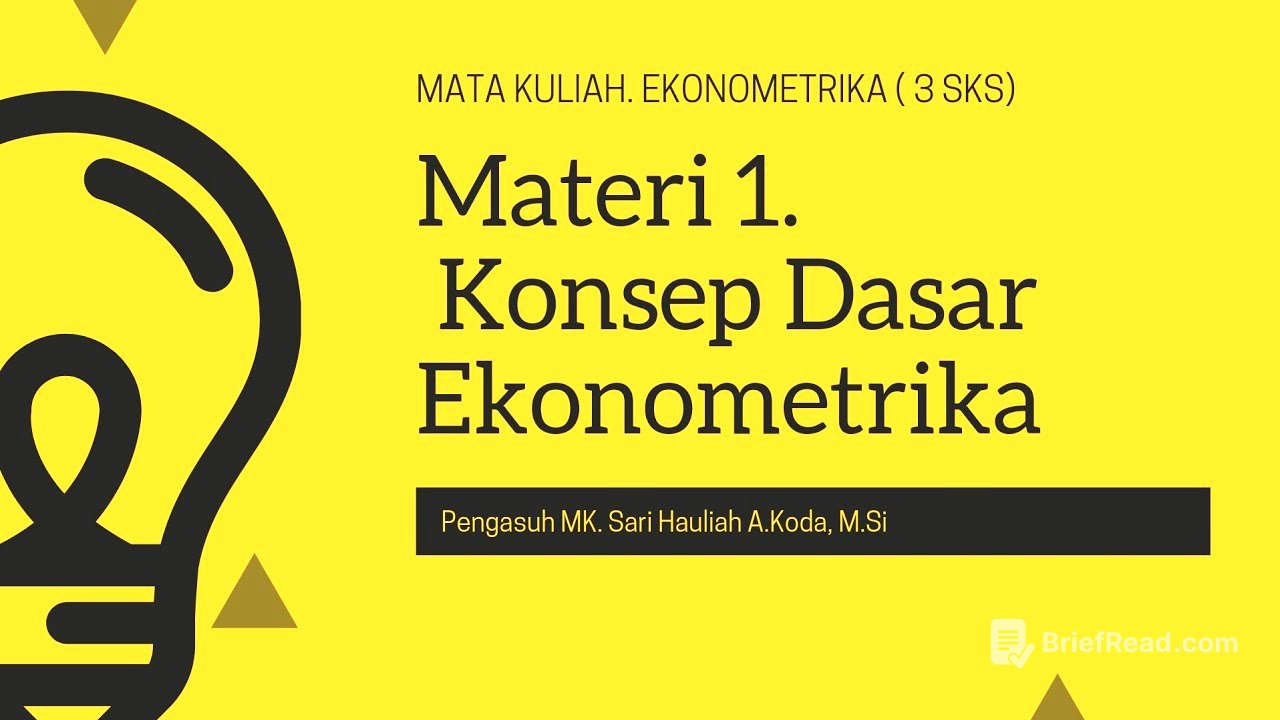 MATERI 1. KONSEP DASAR EKONOMETRIKA ( MK. EKONOMETRIKA/ 3 SKS) Prodi Agribisnis Perikanan