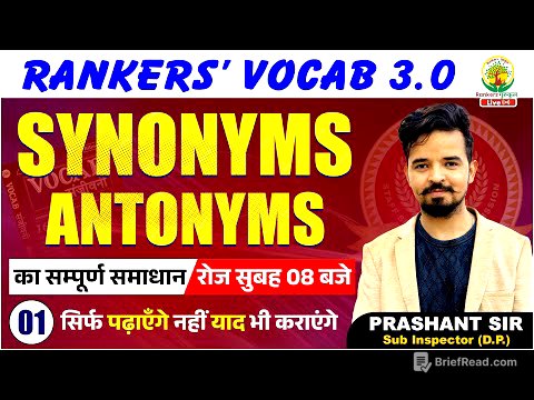 🔴Rankers Vocab | Class 01 | Synonyms and Antonyms | SSC CGL, CPO, CHSL, MTS 2024 | Prashant Sir