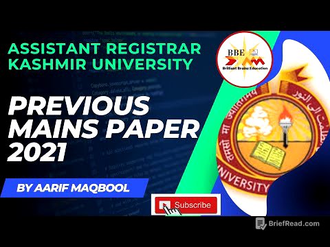Assistant Registrar Mains Question Paper 2021|| Kashmir University