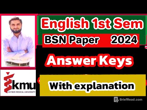English 1st Semester Paper Answer Keys {KMU} (2024){BSN/Post-RN} KHYBER MEDICAL UNIVERSITY