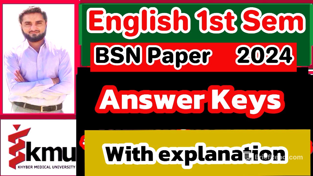 English 1st Semester Paper Answer Keys {KMU} (2024){BSN/Post-RN} KHYBER MEDICAL UNIVERSITY