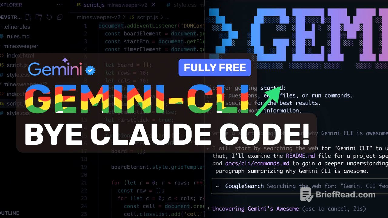 Google's Gemini CLI (Full Tutorial): This FULLY FREE AI Coder BEATS Claude Code in ONE BLOW!