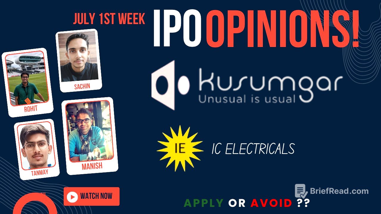 Kusumgar, IC Electricals July 1st week IPOs - Apply/Avoid? Primary Market Chatter