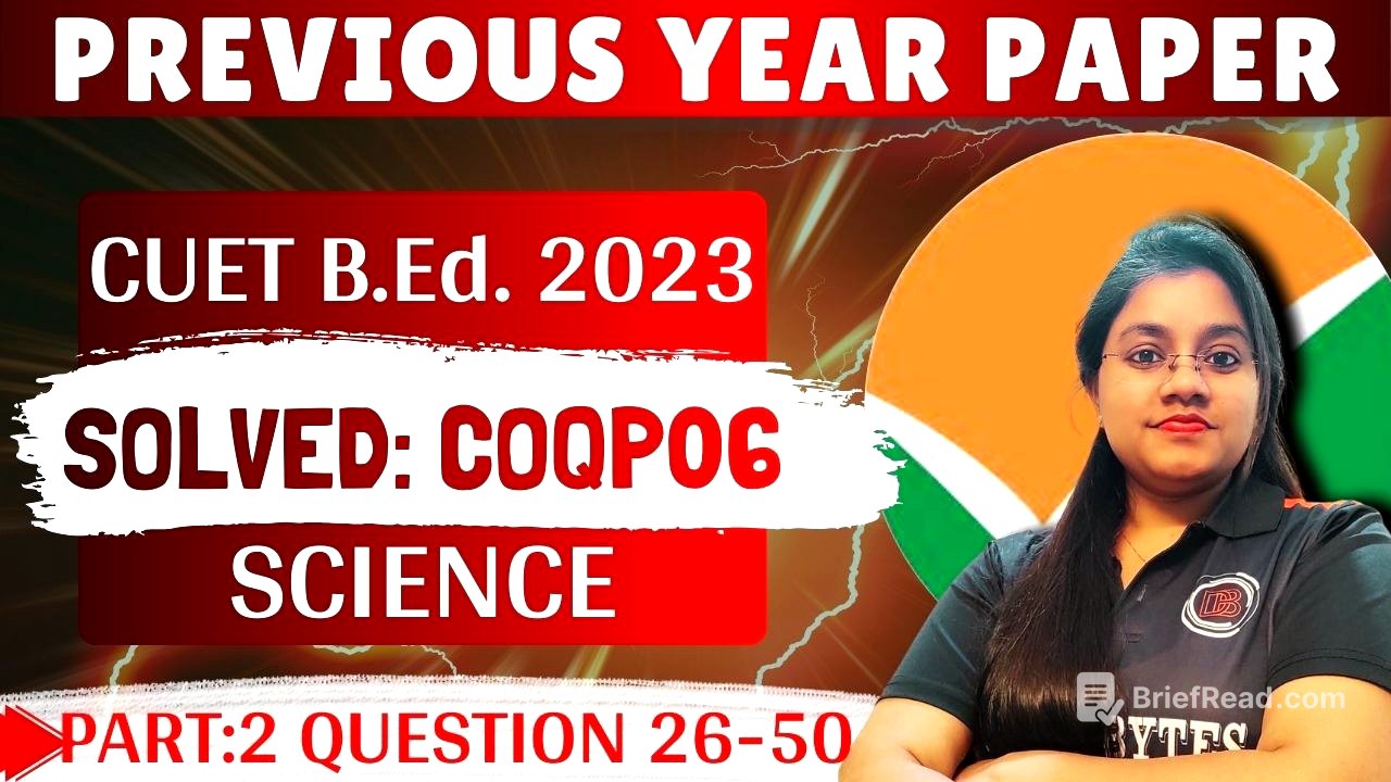 COQP06 Previous Year Paper Solved || 2023 CUET B.Ed. Science || COQP06 PYQ || Part 2 ||