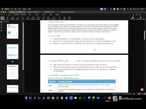Cost Accounting II - Course Description- Lecture (1)