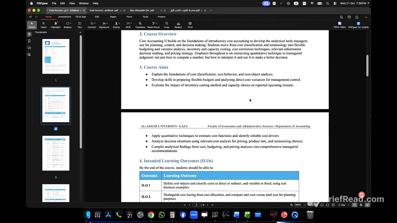 Cost Accounting II - Course Description- Lecture (1)
