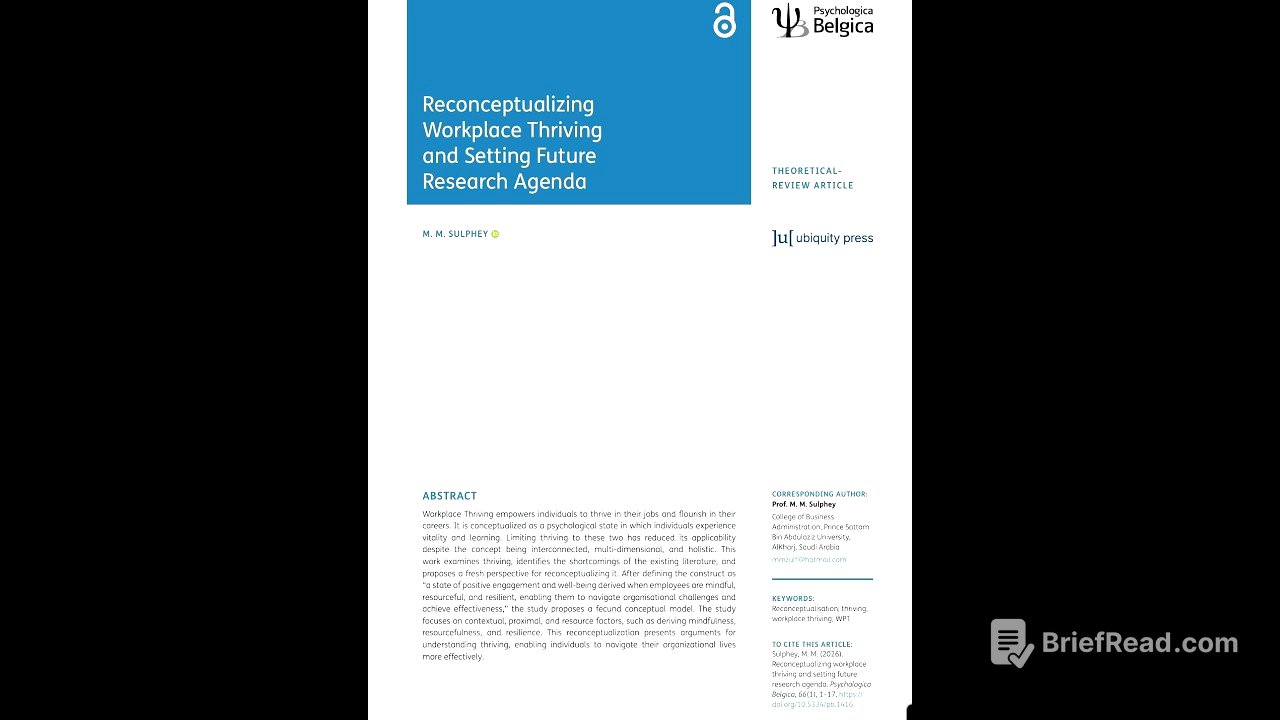 Reconceptualized Workplace Thriving – Sulphey